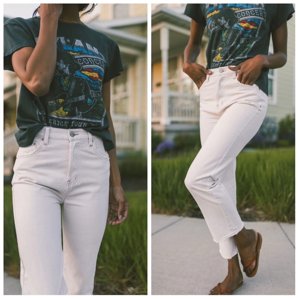 Pistola $178 Cassie Straight Leg Cropped Jeans "Ecru Vintage" Cream Women's 29 - Picture 2 of 10